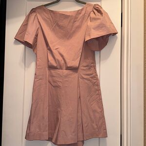 LPA Dusty Rose Romper Open Back Puffed Short Sleeve D8